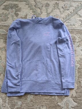 Vineyard Vines Heathered Blue Hoodie with Whale Logo